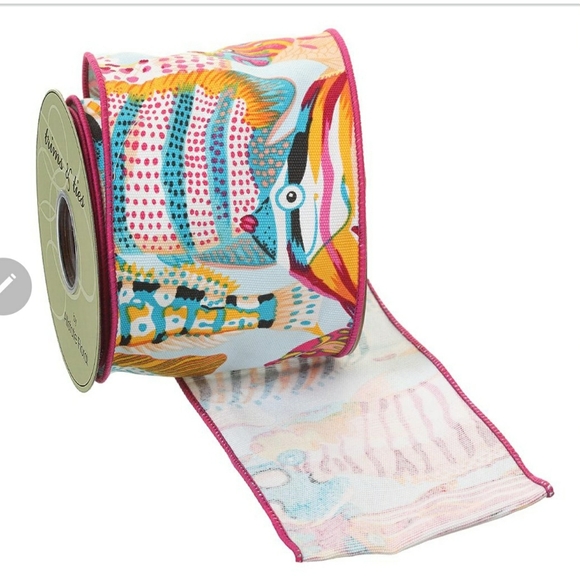 Allstate Floral Other - Wired Ribbon 4" x 10 yards Tropical Fish Allstate